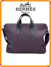 【AUTHENTIC】HERMES CITY NEWS 2 WAY TOTE SHOULDER BAG PUPPLE LEATHER HANDBAG picture
