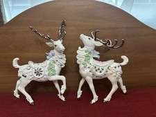 Lenox Classics Holiday Reindeer Bone China Platinum Finish Figurines Set of 2 picture