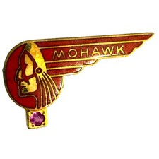 Vintage Mohawk Airlines 10K GF Red Enamel Service Lapel Pin Pink Ruby? Gemstone picture