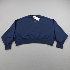 Nike Sweatshirt Women Medium Blue Phoenix Fleece Oversized Crewneck Pullover NEW picture
