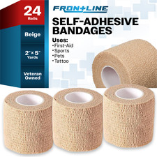 24-Rolls Self Adhesive Bandage Wrap, Vet Tape, Medical Tape (2 In x 5 Yds) Beige picture