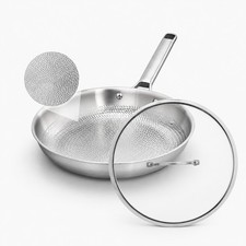 12 Inch Titanium Frying Pan with Hammered Surface & Glass Lid for Family Dinner picture