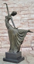 Signed D.H.Chiparus, bronze statue art deco dancer sculpture Marble Base Figure picture