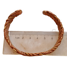 BRONZE TWISTED BRACELET SERPENT STYLE HEADS AUTHENTIC ANTIQUE VIKING ERA ANCIENT picture