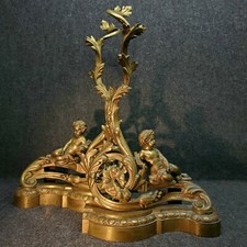 Antique Rococo Baroque Louis XIV Style Ornate Brass Cherubs Floral Andrions picture