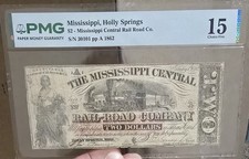 1862 $2 The Mississippi Central Rail Road Co. Note - Holly Springs MS - PMG 15 picture