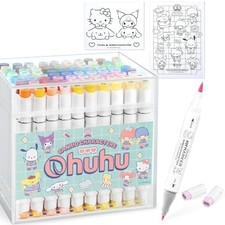 Ohuhu x Sanrio 80 Color + 1 Blender Brush Fine Marker Set Pastel Tones picture