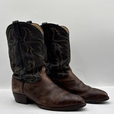 Tony Lama Two Tone Cowboy Boots Mens Size 13 D Brown Black Made In USA 6171 picture
