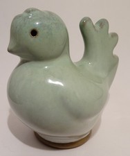 Attractive Studio Pottery Spruce Green Squatty Pie Bird with eye vents picture