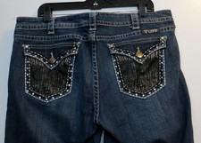 Cowgirl Tuff Jeans Women 32x33 Denim Blue Distressed Rhinestone Jazzy MEAS 35x33 picture