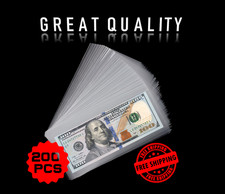200 PCS Currency Sleeves Bill Holder Plastic Paper Money Holders Collector Grade picture