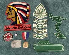 Vintage Circa 1940’s Lot Of Camp Shaw-Mi-Del-Eca Patches Belt Buckle & Etc picture