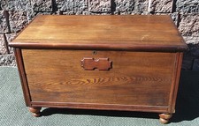 Antique Primitive 19th C Wood Peg CHESTNUT Dovetailed Blanket Dowry Chest Trunk picture