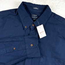 NWT J Crew Oxford Shirt Mens L Blue Long Sleeve Button Down Slim Untucked OCBD picture