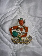 Vintage Kenneth Jay Lane Metallic Enamel Aquarius Brooch picture