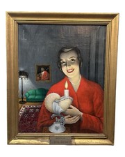1949 Mid-Century MCM SURREALIST Old OTTO GOETZK Nautilus LADY Shell OIL PAINTING picture