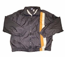 Vintage 90s Windbreaker Jacket Black Orange White Colorblock Full Zip Retro picture