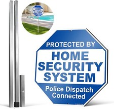 Anley Aluminum Protected By Home Security System Yard Sign 10x10 & Ground Stake picture