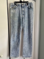 Lee Women’s Vintage Acid Wash Denim Straight Jeans Mid Rise 5-Pocket Zip Button picture