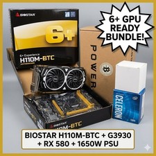 6-GPU Mining Bundle Biostar H110M-BTC Motherboard Celeron G3930 RX 580 1650W PSU picture