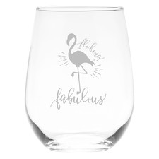 Flocking Fabulous Flamingo Stemless Wine Glass, 17 oz. (Style F1) picture