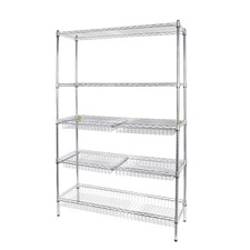 Rubbermaid 85030C 5-Tier Chrome Deluxe Wire Shelving Unit with Drawers & Basket picture