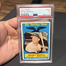 1959 Topps Mickey Mantle #564 Graded PSA 3 VG High Number Sporting News All Star picture