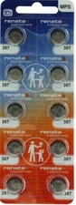10  Renata 387S/387 Watch Battery Bulova Accutron 214 With SPACER RING 0%MERCURY picture