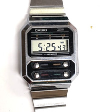 Casio Vintage Digital Stainless Steel Grey Dial Casual A100WE-1A Mens Watch picture