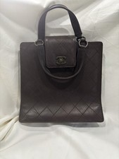 Authentic Vintage CHANEL Dark Chocolate Brown Quilted Leather Top Handle Tote picture