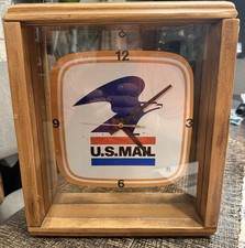 Vintage U.S. MAIL CLOCK with 70’s -90’s Original logo. Working Condition 10x11x4 picture