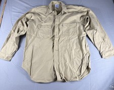 Vintage 1950s Hercules Mountain Cloth Tan Khaki Work Shirt Sanforized distressed picture