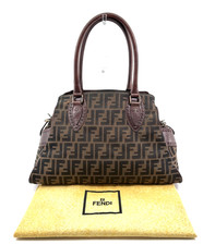 FENDI Tote Bag Zucca Etnico Brown Canvas Leather Authentic picture