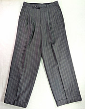 VTG Vanetti Le Collezioni Charcoal Gray Pinstripe Pleated Dress Pants 31R Cuffed picture