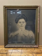Vintage Woman Portrait Victorian Edwardian Style Ornate Gold Tone Frame Wall Art picture