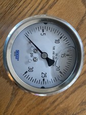 Wika Pressure Gauge 30 PSI.  1/4” Center Back Mount P/N 9833264. 316 SS. 2.5” picture