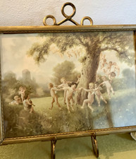 Gorgeous Antique Chromolithograph Print “Cherubs At Play”- Artwork picture