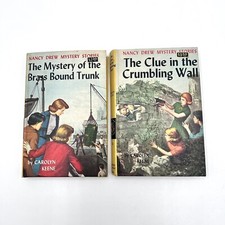 Vintage 1940’s Nancy Drew Mystery Stories 2 Lot HC Clue Crumbling Wall Brass Bou picture
