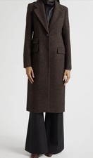 New Reiss Kai Check Wool Blend Bouclé Brown Coat Size 4 $598 picture