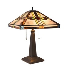 CHLOE Lighting CARLA Tiffany-style Mission Blackish Bronze 2 Light Table... picture