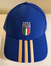Adidas Italy Soccer Hat FIGC Blue Adjustable Cap Italia National Team OSFM NWT picture