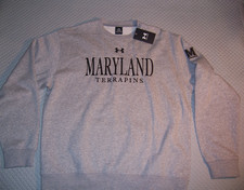 NWT Under Armour Mens L Maryland Terrapins Fleece Sweatshirt pullover Gray Logo picture