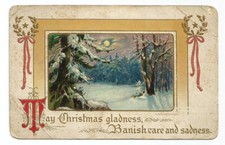 Christmas Postcard Greetings Snow Scenic Embossed c1910 picture