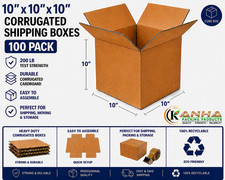 10x10x10 Corrugated Shipping Boxes 100 Pack 200 lb Test Heavy Duty Moving Box picture