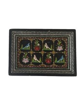 Vintage Mexican Olinalá Lacquerware Tray Hand-Painted Bird & Floral Motif picture