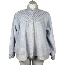 Vintage Sante Classics Blue Bed Jacket Womens S Lounge Cardigan Robe 90s Y2K picture