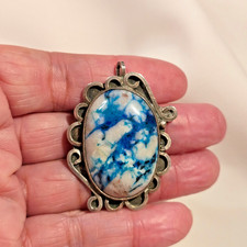 VTG NA RECLAIMED AZURITE-CHRYSOCOLLA  STERLING PENDANT; SEE COORD PIECES 4 SALE picture