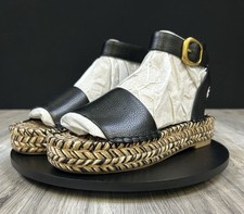 Vince Camuto Darna Espadrille Platform Sandals Black Leather Womens Size 8 NEW picture