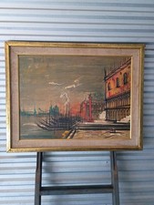 Bouvier & Cachard 1965 Framed Signed Original Oil Painting Cityscape Modern picture