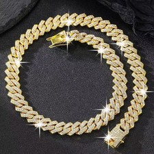 Iced alloyCuban Link Chain Jewelry Set Gold Tone Necklace Bracelet Men Hip Hop picture